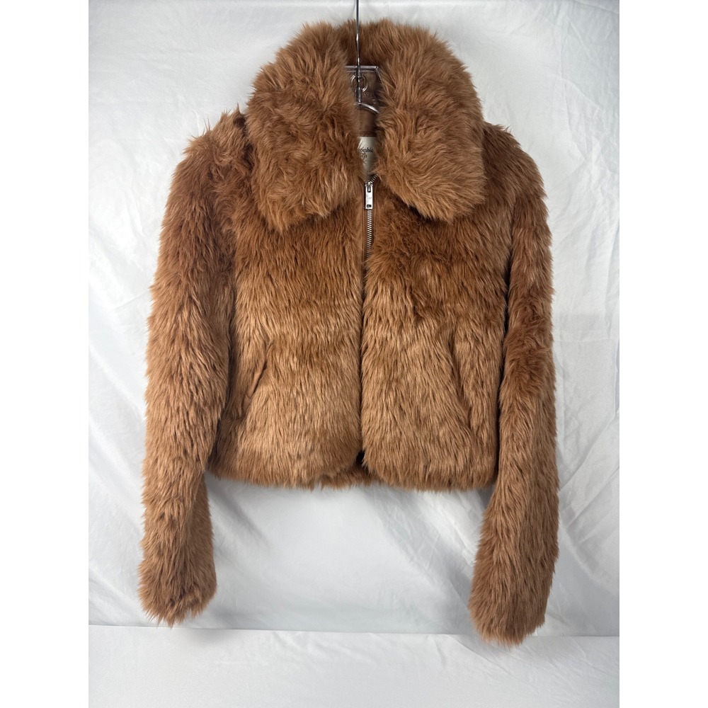 Abercrombie & Fitch Faux Fur Jacket Brown Teddy Bear XXS